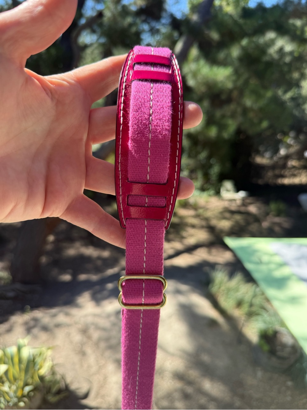 Coach Crossbody Bag #10129 khaki Tan bright Pink - Signature - Stripe Swingpack - Picture 7 of 16